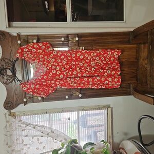 Just Found brand Plus sz 2x red floral on or off shoulder dress